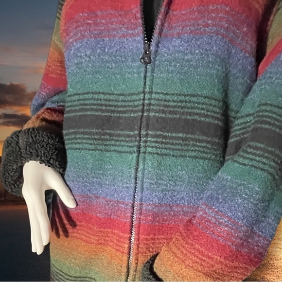 VINTAGE Woolrich Multi Ombre 17165 Rainbow Wool Barn Coat Size Medium - Picture 8 of 16